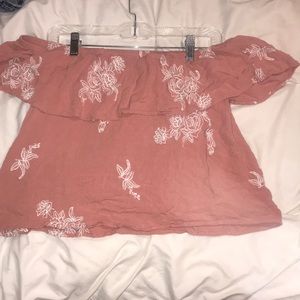 Pink Off the shoulder crop top